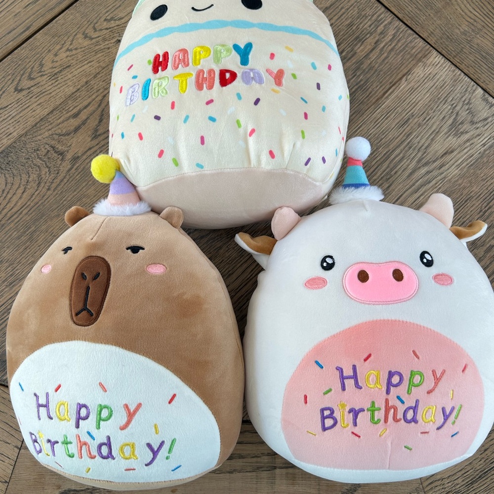 Set of 3 10”-11” Happy Birthday Squishmallows